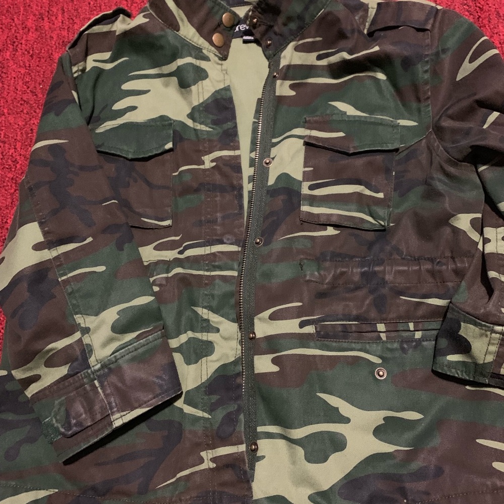 Forever 21 Camo Drawstring Jacket Camouflage S Wmn - image 3